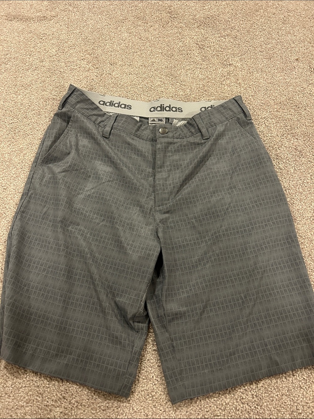 adidas Gray Grid-Pattern Hybrid Golf Shorts